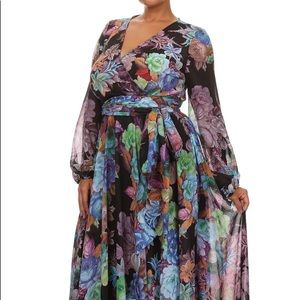 Floral blues gala maxi dress